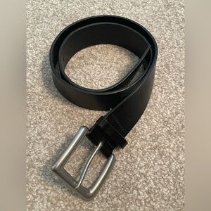 Women’s Black Belt with Silver Solid Brass Buckle – 34.5”